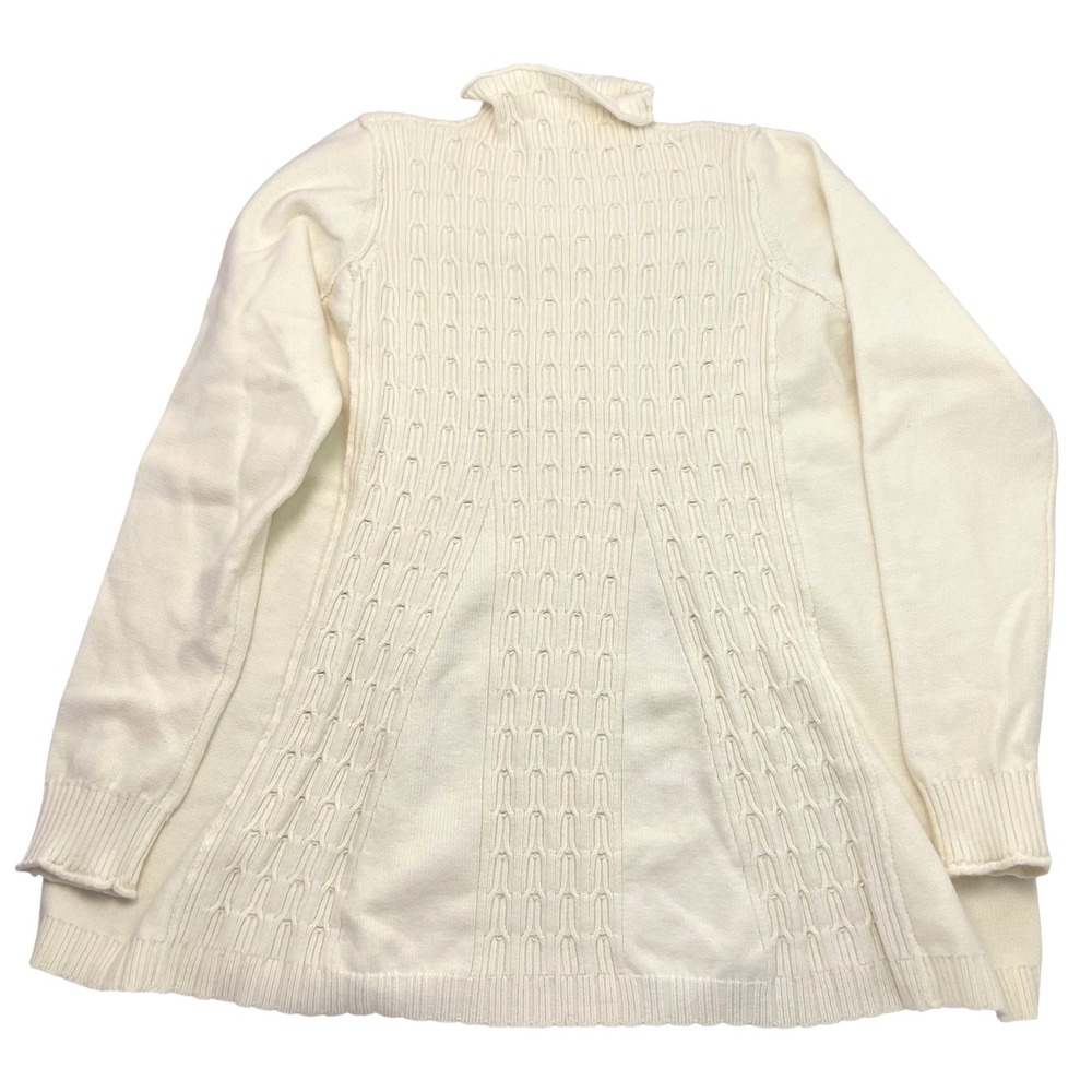 NWT Pilcro Anthropologie Cable Knit Long Swing Sweater Mock Neck Ivory L $138 - Picture 5 of 11
